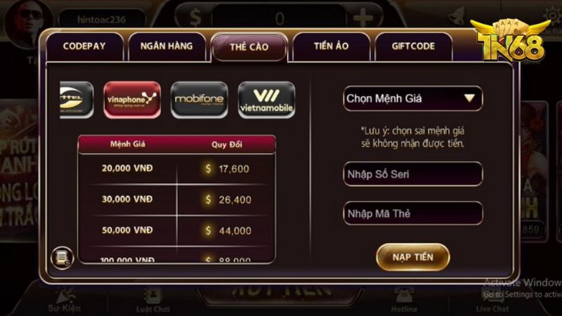 Lý do nên nạp tiền Tin68 ngay hôm nay